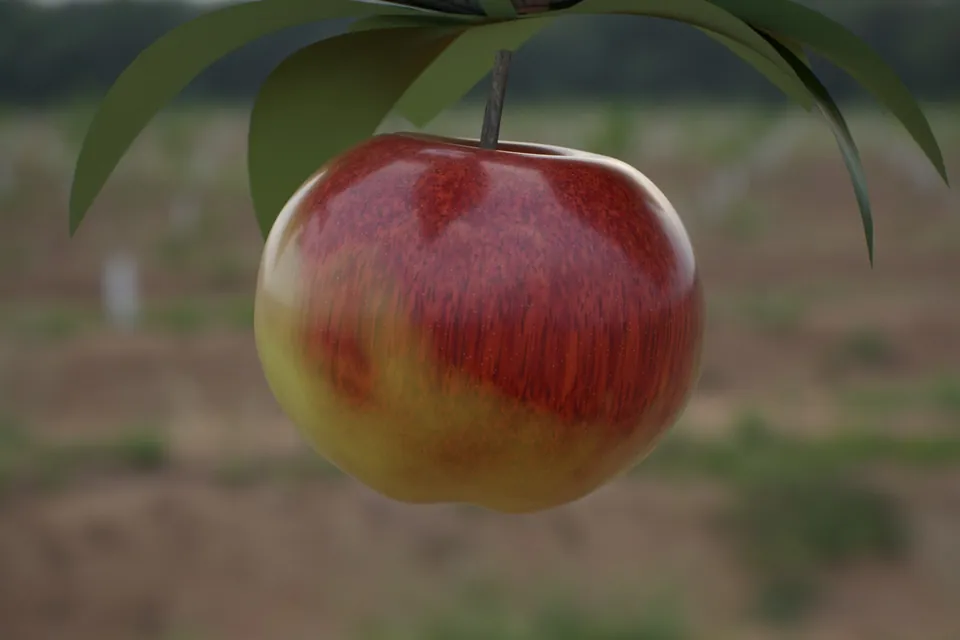 Rendered ripe red apple