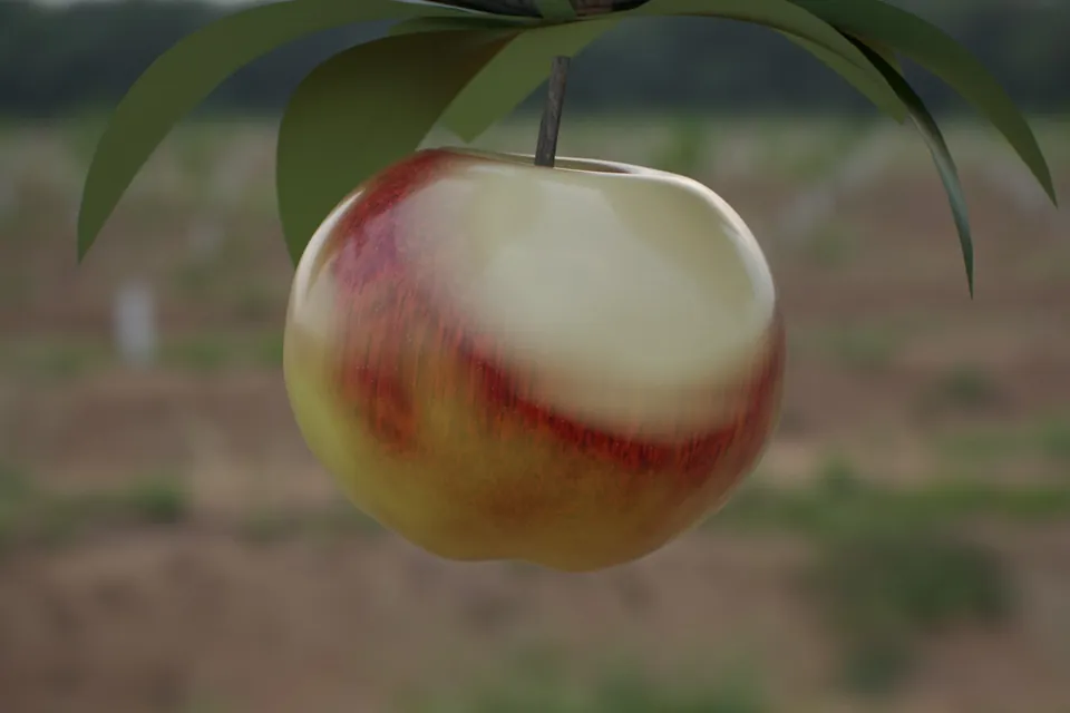 Rendered apple with sunburn