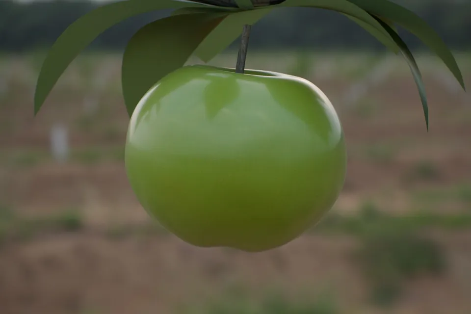 Rendered unripe green apple