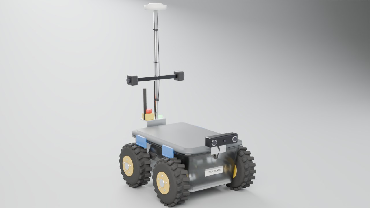 Small four-wheeled rover built from a clear tote bin, with a camera mast